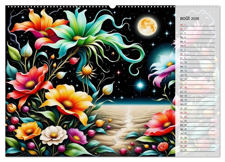 Produktbild: Fleurs de la nuit (Calendrier mural 2026 DIN A2 vertical) calendrier de bureau