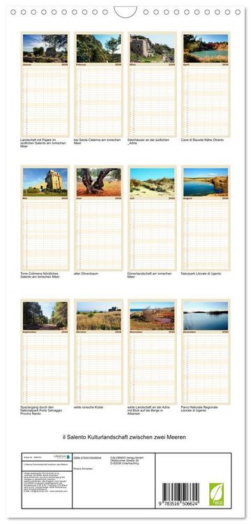 Produktbild: Familienplaner 2026 - il Salento Kulturlandschaft zwischen zwei Meeren mit 5 Spalten (Wandkalender, 21 x 45 cm) CALVENDO