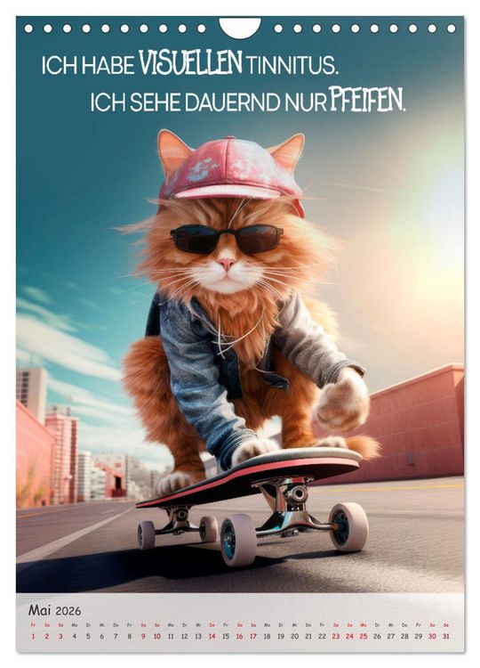 Produktbild: COOLE KATZEN Spr&uuml;cheklopfer (Wandkalender 2026 DIN A4 hoch), CALVENDO Monatskalender