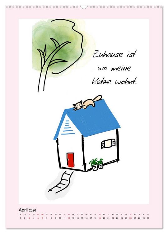 Produktbild: Katzen. Lustige Spr&uuml;che f&uuml;r Katzenmenschen (hochwertiger Premium Wandkalender 2026 DIN A2 hoch), Kunstdruck in Hochglanz
