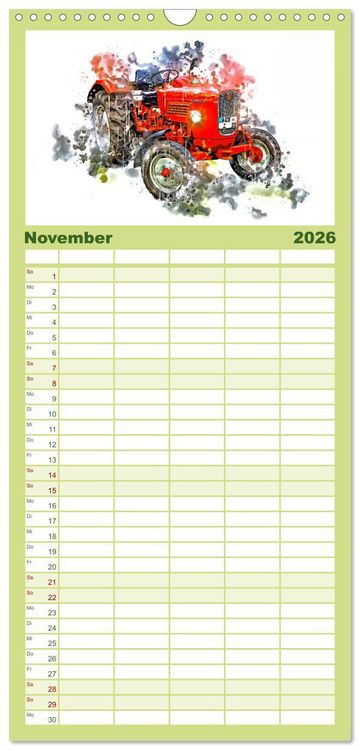 Produktbild: Familienplaner 2026 - Traktoren Oldtimer Legenden mit 5 Spalten (Wandkalender, 21 x 45 cm) CALVENDO
