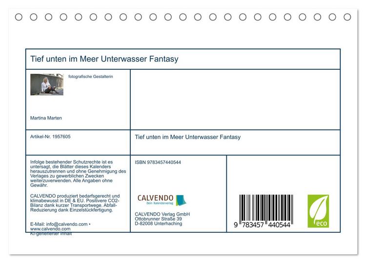 Produktbild: Tief unten im Meer Unterwasser Fantasy (Tischkalender 2026 DIN A5 quer), CALVENDO Monatskalender