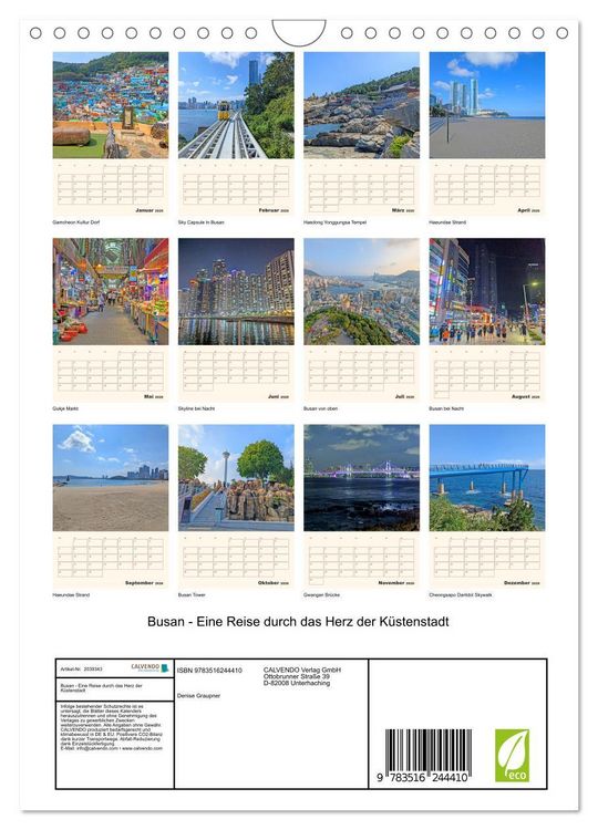 Produktbild: Busan - Eine Reise durch das Herz der K&uuml;stenstadt (Wandkalender 2026 DIN A4 hoch), CALVENDO Monatskalender