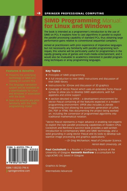 Produktbild: SIMD Programming Manual for Linux and Windows