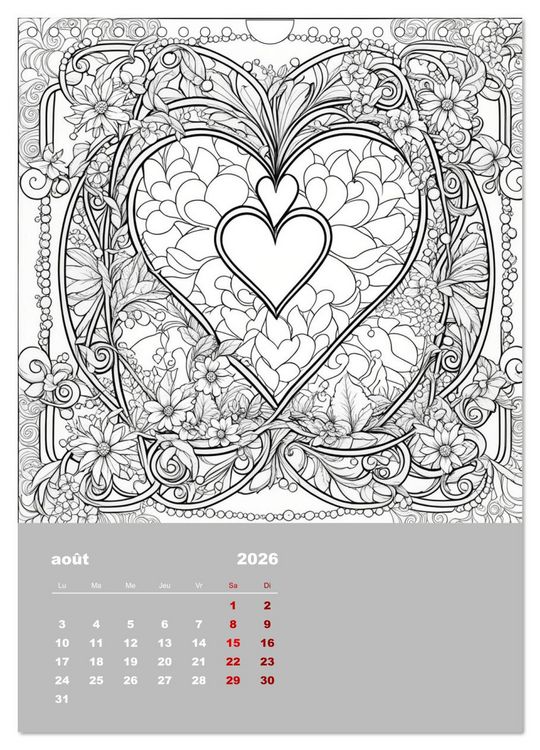 Produktbild: Coloriage (Calendrier mural 2026 DIN A4 horizontal), CALVENDO calendrier mensuel