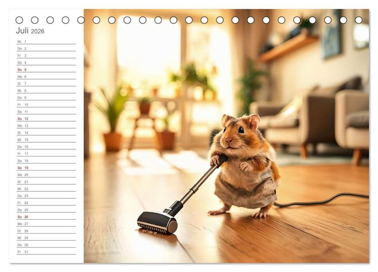 Produktbild: Hamsti Haushalt - Ordnung mit Pfiff und Flausch (Tischkalender 2026 DIN A5 quer), CALVENDO Monatskalender