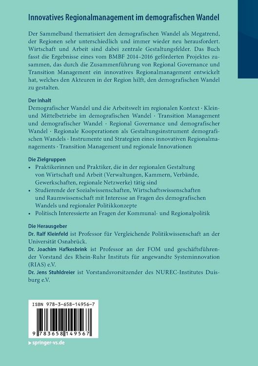 Produktbild: Innovatives Regionalmanagement im demografischen Wandel