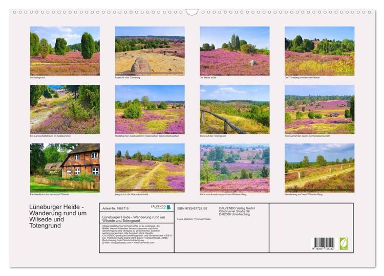 Produktbild: L&uuml;neburger Heide - Wanderung rund um Wilsede und Totengrund (Wandkalender 2026 DIN A2 quer), CALVENDO Monatskalender