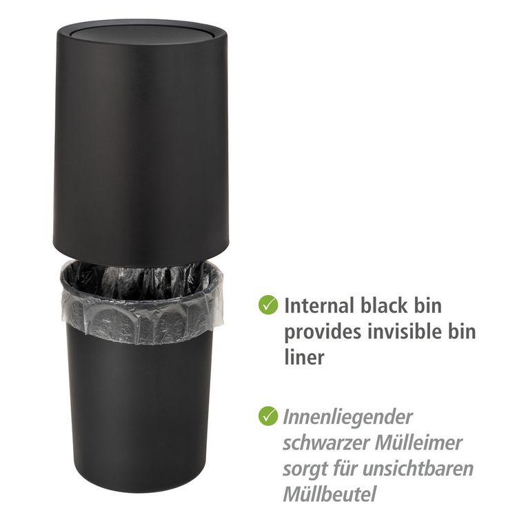 Produktbild: Schwingdeckeleimer Mod. Atri Schwarz, Fassungsverm&ouml;gen: 6 Liter