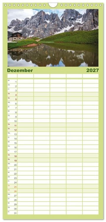 Produktbild: Familienplaner 2027 - Alpensee - Wunder der Natur mit 5 Spalten (Wandkalender, 21 x 45 cm) CALVENDO