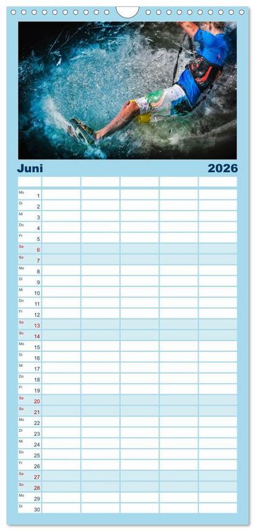 Produktbild: Familienplaner 2026 - Kitesurfen extrem cool mit 5 Spalten (Wandkalender, 21 x 45 cm) CALVENDO