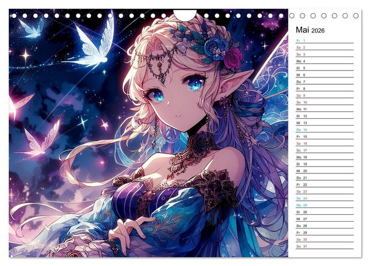 Produktbild: Bezaubernde Manga Elfen (Wandkalender 2026 DIN A4 quer), CALVENDO Monatskalender