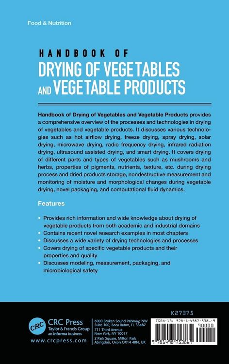 Produktbild: Handbook of Drying of Vegetables and Vegetable Products