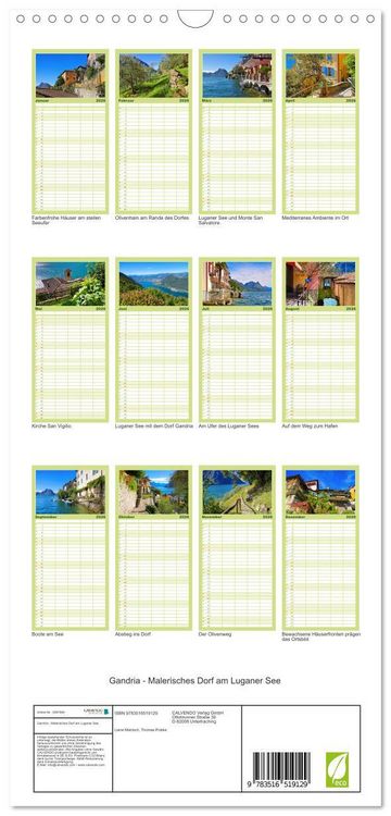 Produktbild: Familienplaner 2026 - Gandria - Malerisches Dorf am Luganer See mit 5 Spalten (Wandkalender, 21 x 45 cm) CALVENDO
