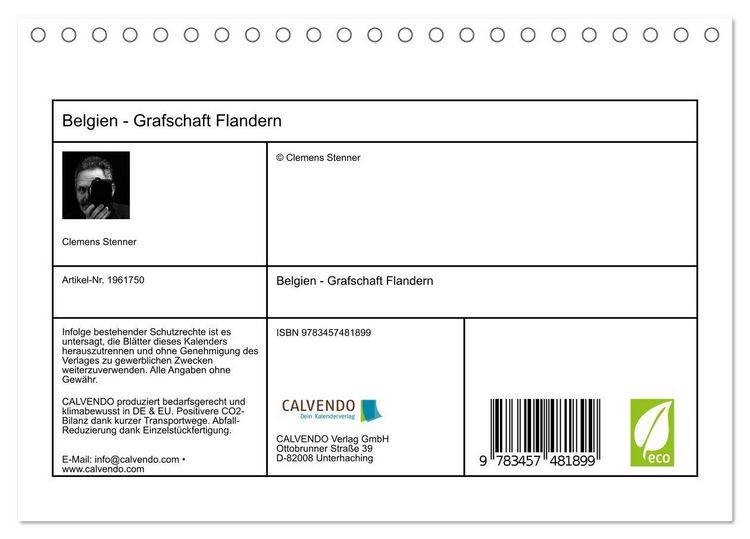 Produktbild: Belgien - Grafschaft Flandern (Tischkalender 2026 DIN A5 quer), CALVENDO Monatskalender