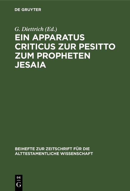 Produktbild: Ein Apparatus criticus zur Pesitto zum Propheten Jesaia
