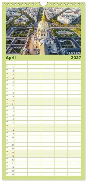 Produktbild: Familienplaner 2027 - Bonjour Paris mit 5 Spalten (Wandkalender, 21 x 45 cm) CALVENDO