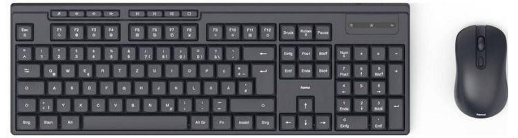 Produktbild: Hama WKM-200 Funk Tastatur, Maus-Set Deutsch, QWERTZ Schwarz