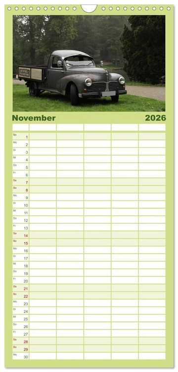Produktbild: Familienplaner 2026 - Oldtimer vergangenger Jahrzehnte mit 5 Spalten (Wandkalender, 21 x 45 cm) CALVENDO