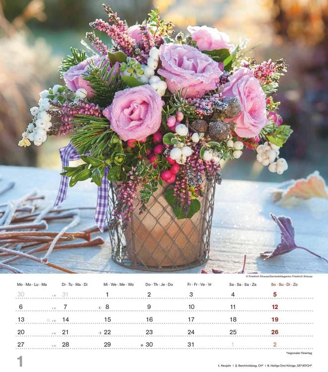 Produktbild: Alpha Edition - Der Duft der Rosen 2025 Bildkalender, 30,x34cm, Kalender mit sch&ouml;nen Bildmotiven f&uuml;r jeden Monat, Monats&uuml;bersicht, Feiertage DE/AT/CH und internationales Kalendarium
