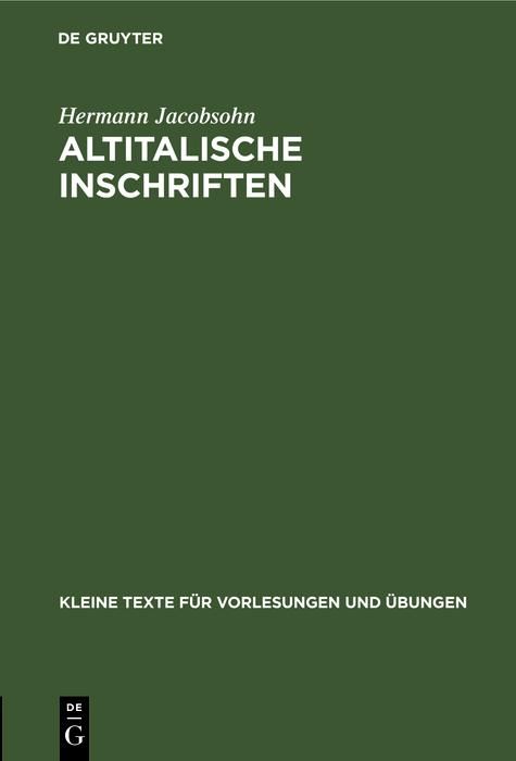Produktbild: Altitalische Inschriften