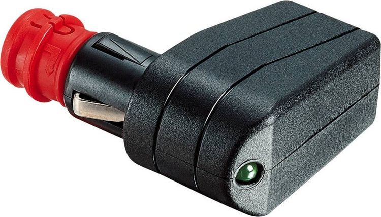 Produktbild: ProCar Universal-Winkelstecker mit LED Belastbarkeit Strom max.=7.5A Passend f&uuml;r (Details) Zigarettenanz&uuml;nder- und Normsteckdosen