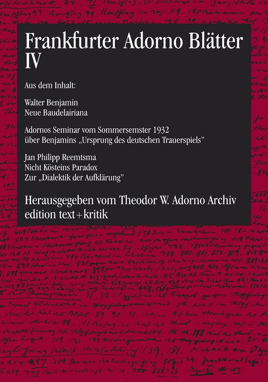 Produktbild: Frankfurter Adorno Bl&auml;tter IV