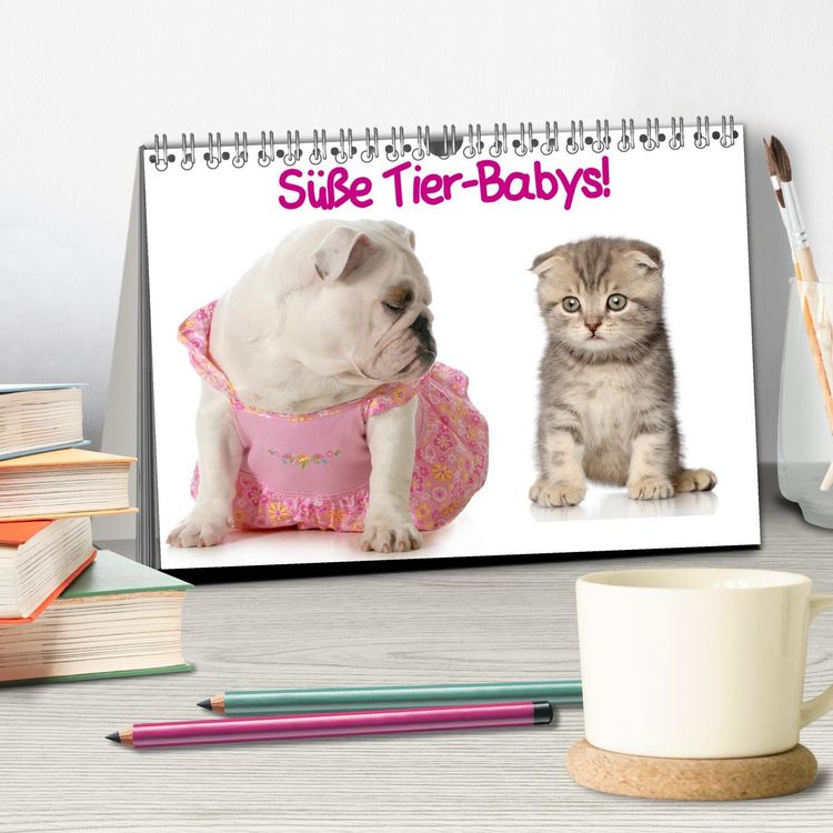 Produktbild: S&uuml;&szlig;e Tier-Babys! (Tischkalender 2026 DIN A5 quer), CALVENDO Monatskalender
