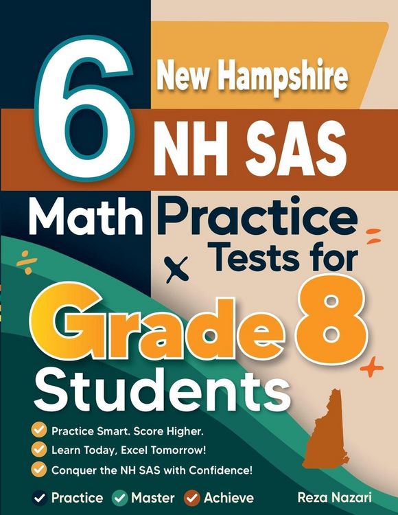 Produktbild: 6 New Hampshire NH SAS Math Practice Tests for Grade 8 Students