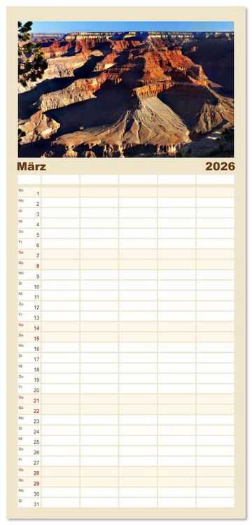 Produktbild: Familienplaner 2026 - Nationalparks der Welt mit 5 Spalten (Wandkalender, 21 x 45 cm) CALVENDO