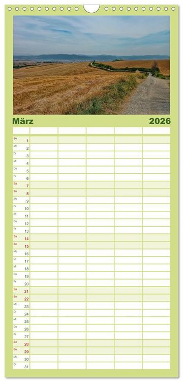Produktbild: Familienplaner 2026 - Jakobsweg - pilgern auf dem Camino de Santiago mit 5 Spalten (Wandkalender, 21 x 45 cm) CALVENDO