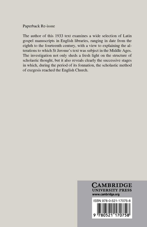 Produktbild: History of the Vulgate in England from Alcuin to Roger Bacon