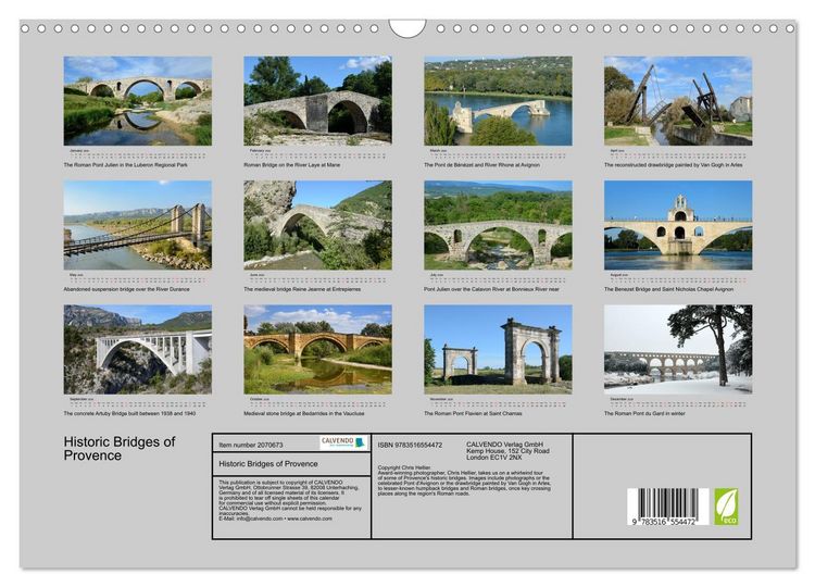 Produktbild: Historic Bridges of Provence (Wall Calendar 2026 DIN A3 landscape), CALVENDO 12 Month Wall Calendar