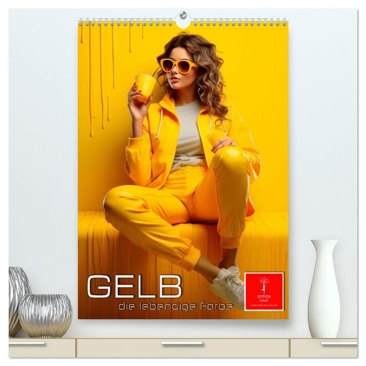 Produktbild: Gelb, die lebendige Farbe (hochwertiger Premium Wandkalender 2026 DIN A2 hoch), Kunstdruck in Hochglanz