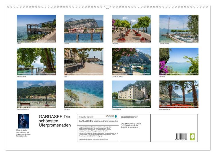 Produktbild: GARDASEE Die sch&ouml;nsten Uferpromenaden (Wandkalender 2026 DIN A2 quer), CALVENDO Monatskalender
