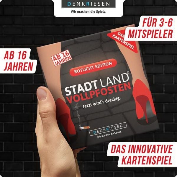 Produktbild: DENKRIESEN - STADT LAND VOLLPFOSTEN&reg; &ndash; Das Kartenspiel &ndash; ROTLICHT EDITION "Jetzt wird's dreckig."