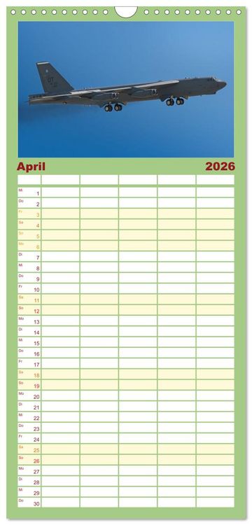 Produktbild: Familienplaner 2026 - Milit&auml;rflieger mit 5 Spalten (Wandkalender, 21 x 45 cm) CALVENDO