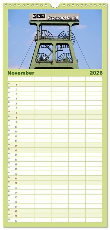 Produktbild: Familienplaner 2026 - Zeche Prosper-Haniel Bottrop mit 5 Spalten (Wandkalender, 21 x 45 cm) CALVENDO