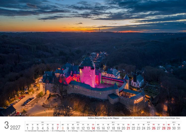 Produktbild: Schloss Burg und Burg an der Wupper 2027 Bildkalender A4 quer, spiralgebunden