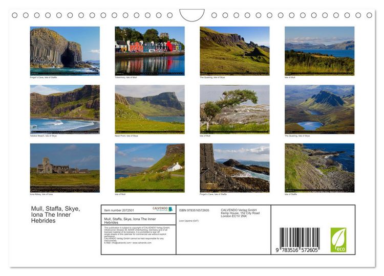 Produktbild: Mull, Staffa, Skye, Iona The Inner Hebrides (Wall Calendar 2026 DIN A4 landscape), CALVENDO 12 Month Wall Calendar