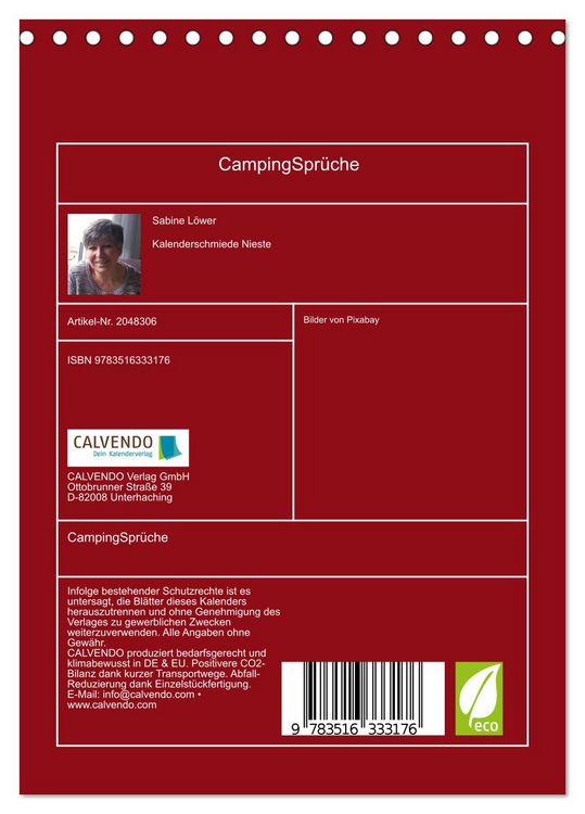 Produktbild: CampingSpr&uuml;che (Tischkalender 2026 DIN A5 hoch), CALVENDO Monatskalender