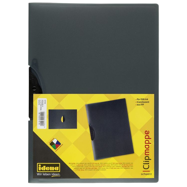 Produktbild: Idena Clipmappe PP transluzent schwarz DIN A4
