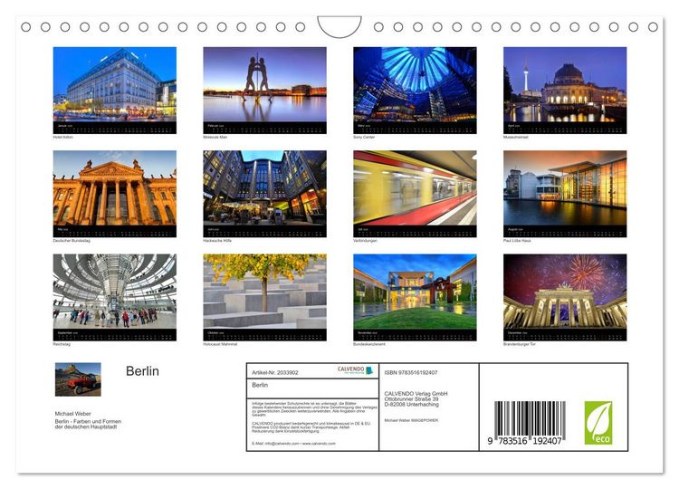 Produktbild: Berlin (Wandkalender 2026 DIN A4 quer), CALVENDO Monatskalender