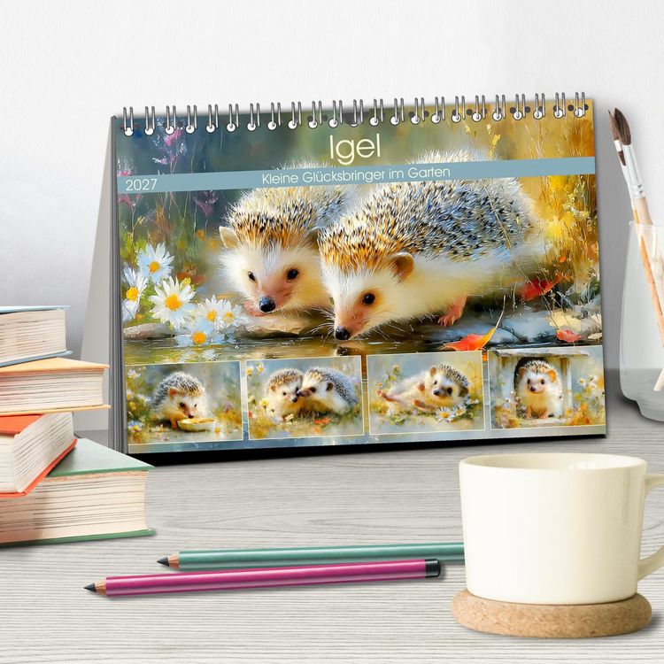 Produktbild: Igel. Kleine Gl&uuml;cksbringer im Garten (Tischkalender 2027 DIN A5 quer), CALVENDO Monatskalender