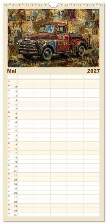 Produktbild: Familienplaner 2027 - Patina und PS mit 5 Spalten (Wandkalender, 21 x 45 cm) CALVENDO