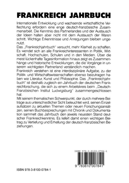 Produktbild: Frankreich-Jahrbuch 1989