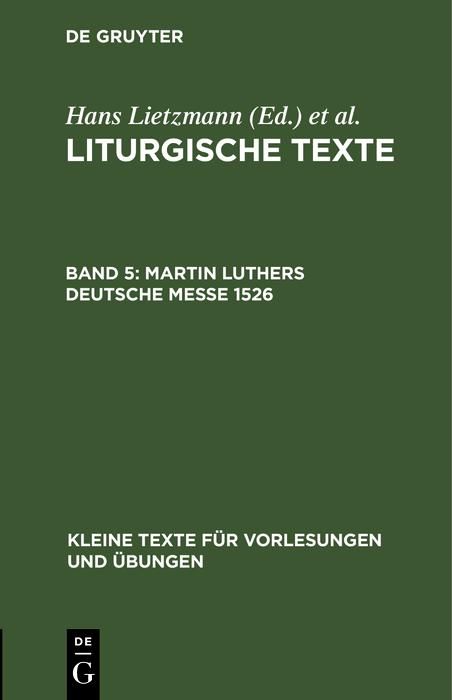 Produktbild: Martin Luthers Deutsche Messe 1526