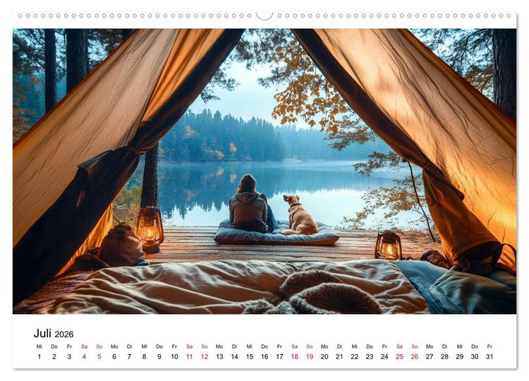 Produktbild: Zelten - frei sein (hochwertiger Premium Wandkalender 2026 DIN A2 quer), Kunstdruck in Hochglanz