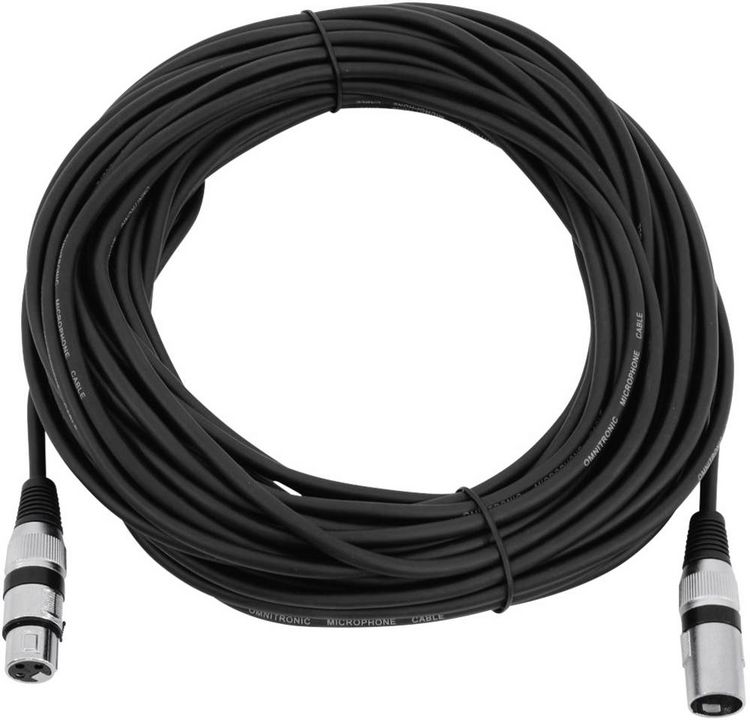 Produktbild: Omnitronic 3022058N XLR Verbindungskabel [1x XLR-Stecker 3 polig - 1x XLR-Buchse 3 polig] 20.00 m Schwarz