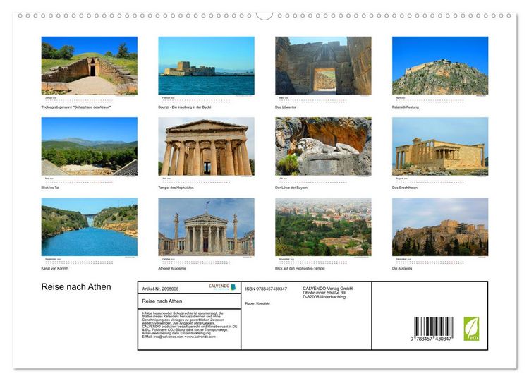 Produktbild: Reise nach Athen (hochwertiger Premium Wandkalender 2026 DIN A2 quer), Kunstdruck in Hochglanz